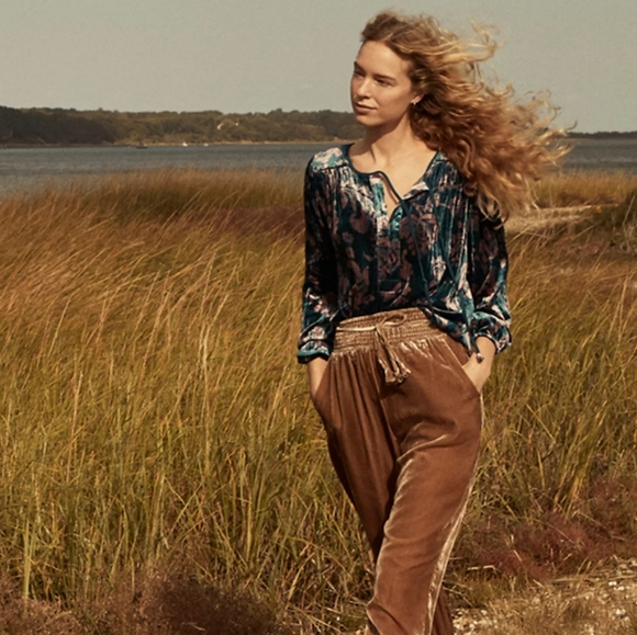 NWT Anthropologie Faustine Velvet Peasant Blouse - Picture 5 of 16